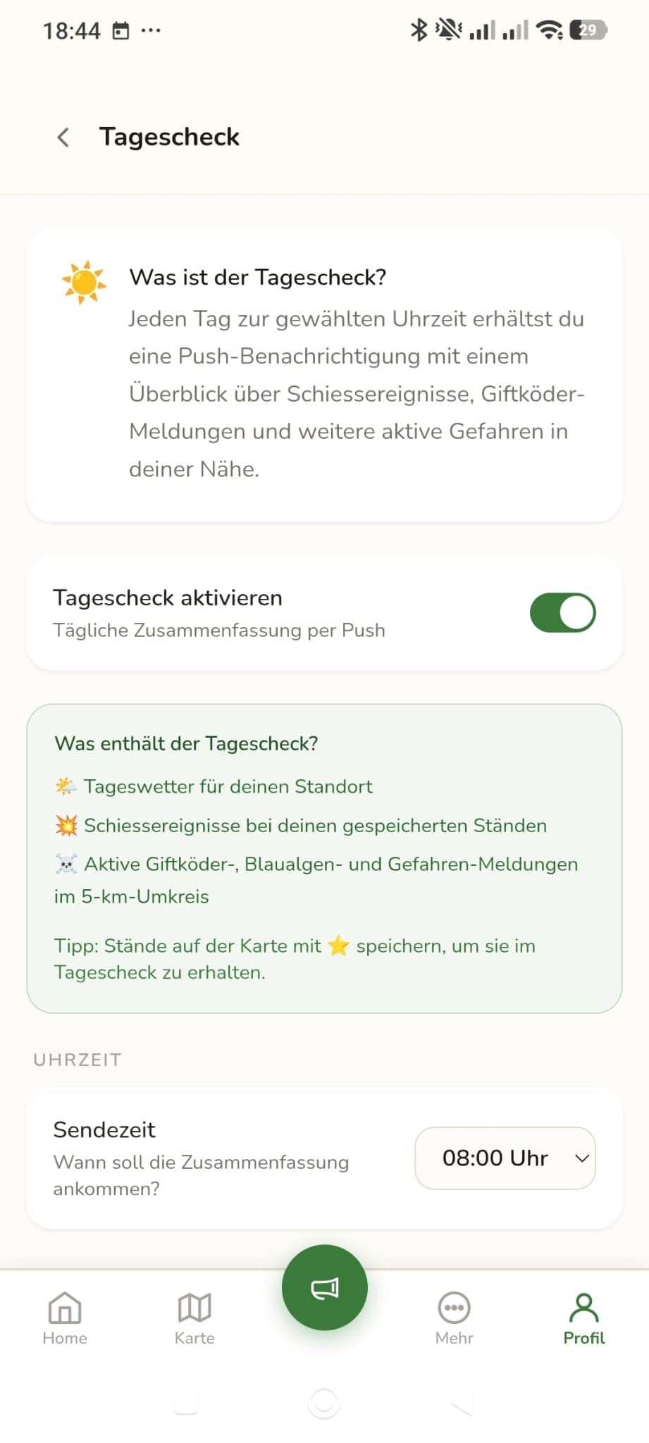 Tagescheck: die tägliche Zusammenfassung für deine Umgebung