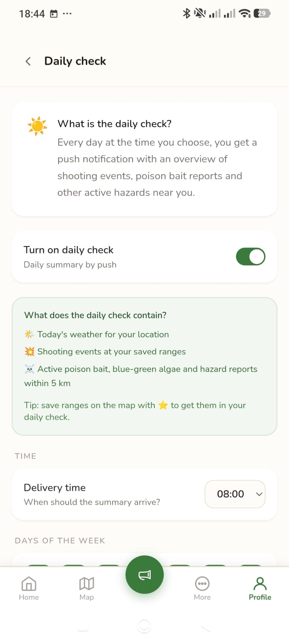 Daily check: the daily summary for your area